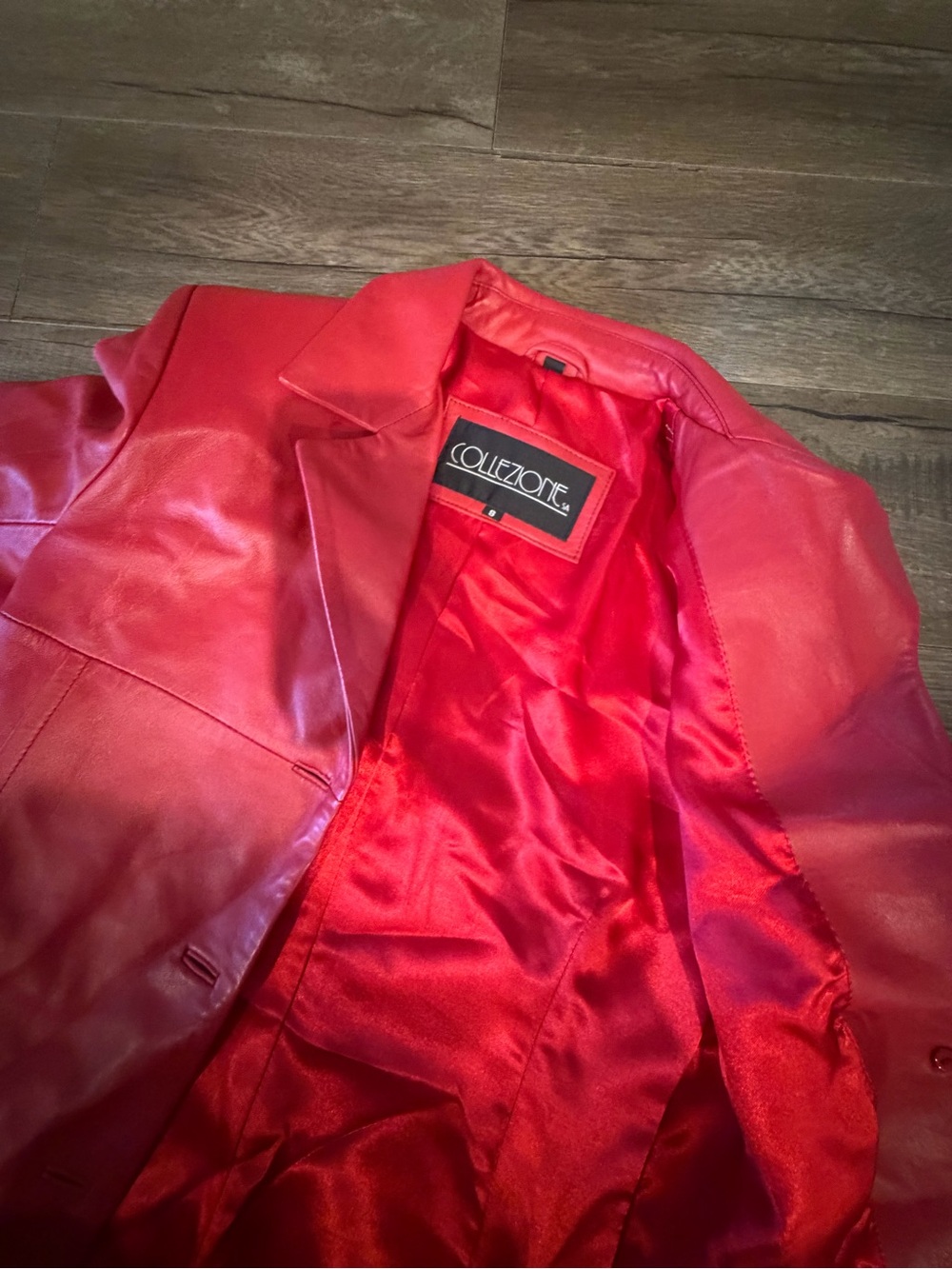 Red Leather Blazer Jacket